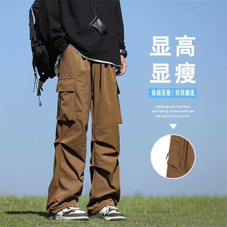 秋季美式宽松工装裤机能时尚百搭直筒宽松休闲裤K210-特批-35,男装休闲裤,星座718-1