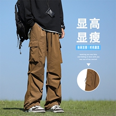 秋季美式宽松工装裤机能时尚百搭直筒宽松休闲裤K210-特批-35，男装休闲裤，星座718-1