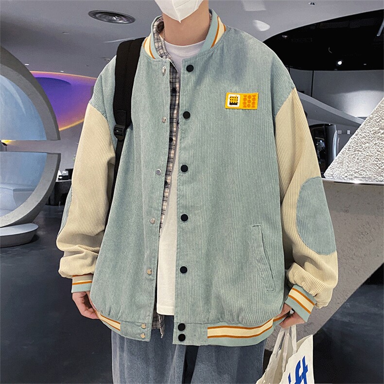灯芯绒外套男春秋季港风ins拼色休闲棒球服宽松潮牌痞帅情侣夹克,男装夹克,星座1013