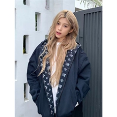 美式高街水洗做旧卫衣女春季2025新款春秋款宽松连帽开衫拉链外套，女装短外套，星座1210-1