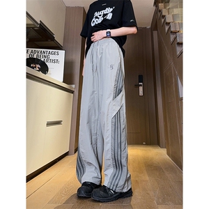 图案已做版权 美式伞兵裤男宽松薄款休闲条纹工装裤K655-P50 控68图片