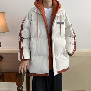 棉服男冬季新款港风宽松假两件连帽棉衣MF8587-特P78图片