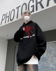 美式潮牌宽松设计感上衣2024春季高街复古连帽卫衣男W8086-P42，男装卫衣，星座512-4