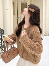 现货主推2025冬季新款宽松显瘦皮毛一体毛毛外套女1509-P175K268，女装皮草，欣美人