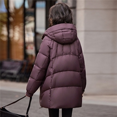 连帽羽绒服女冬季中长款高级感超好看时尚宽松加厚保暖面包服外套，女装羽绒服，靓衣阁