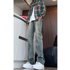 秋季美式ins高街hiphop水洗微喇复古蓝牛仔裤货号K2320P55，男装牛仔裤，电商A063