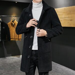 秋冬男士中长款毛呢大衣皮毛一体羊羔毛夹克外套M1190-P150控198图片