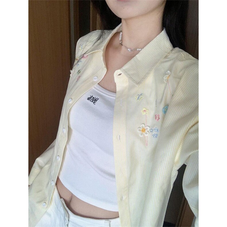 TC506-P45刺绣+花朵辅料糖果色条纹防晒衬衫女,男装防晒衣,星座617A-2