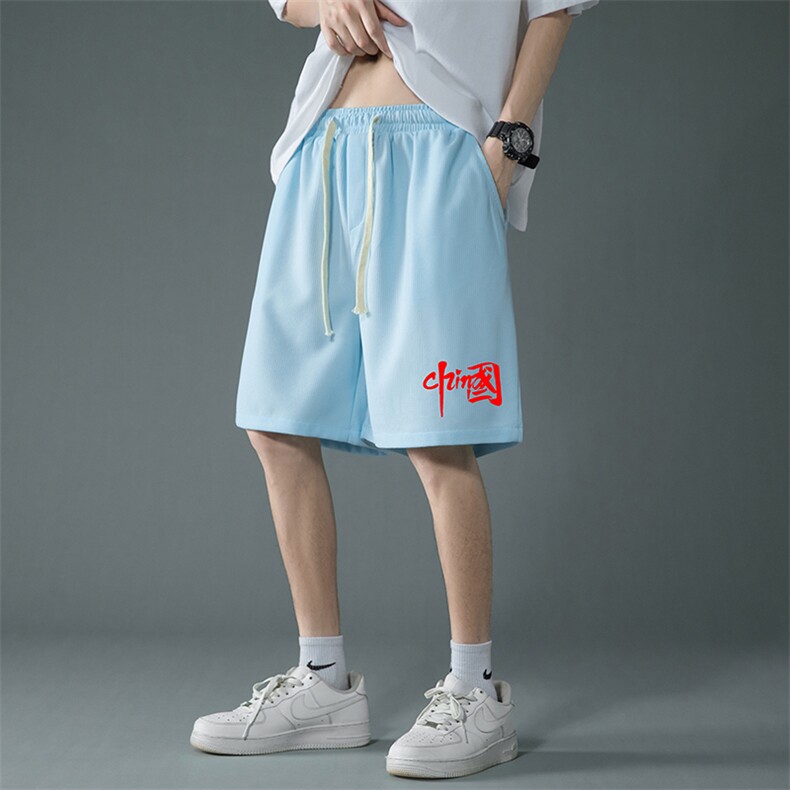 HD74276-P22华夫格短裤男大码宽松五分裤男直筒中裤,男装休闲裤,电商A040