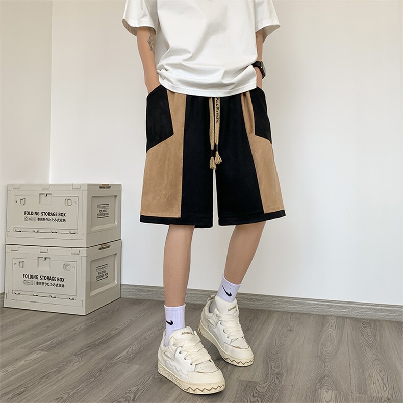 XZ514-2-1517-P43麂皮绒篮球休闲短裤男设计感高中生拼色五分裤,男装休闲裤,星座514-2(原B239)