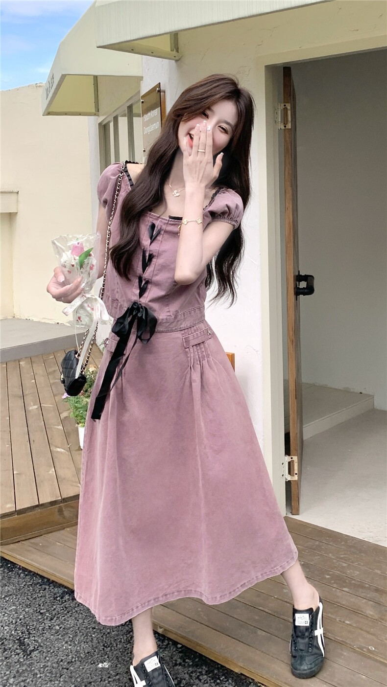 新品牛仔套裙2025夏季新款蝴蝶结套装裙3309-P155-K218,女装套装/套裙,2C230