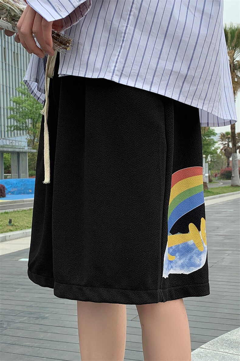 冰丝短裤男士大码宽松休闲五分裤男运动中裤港风8007-P20,男装休闲裤,电商A059