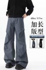 wassuphappy褶皱西裤男夏季薄款冰丝垂坠感直筒裤运动休闲长裤子，男装休闲裤，电商B312