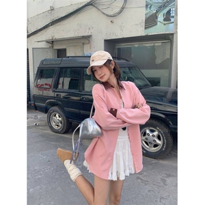 D669-P45 春夏季撞色衬衫外套女装长袖新款设计感polo领图片