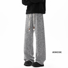 特批P40无差价25春新雪尼尔小香风粗花裤斜纹针织港风拖地裤K5658，男装休闲裤，电商A001