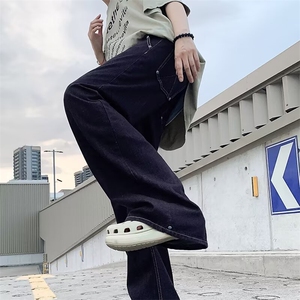 原色深蓝百搭微跨小脚修身九分牛仔裤男春潮牌青春弹力休闲k168图片
