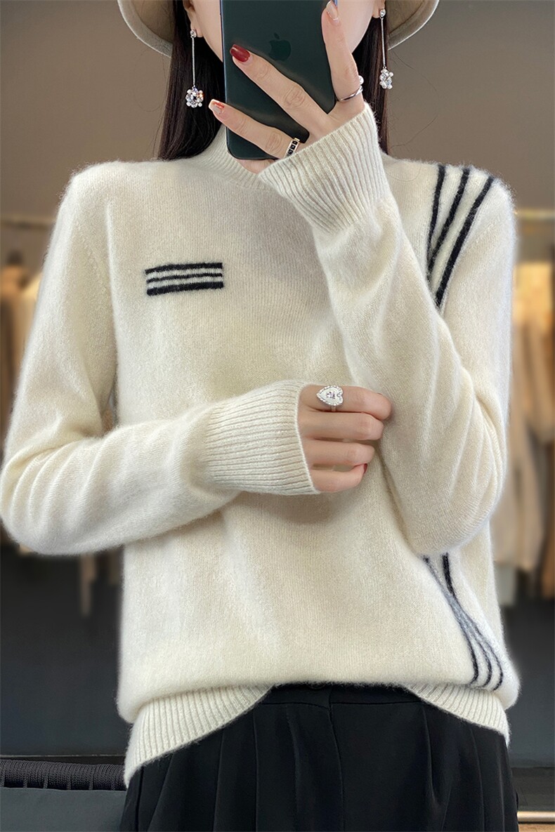 半高领羊毛衫女内搭2024年新款秋冬装洋气小众设计感打底衫,女装羊毛衫,蒙特羊绒
