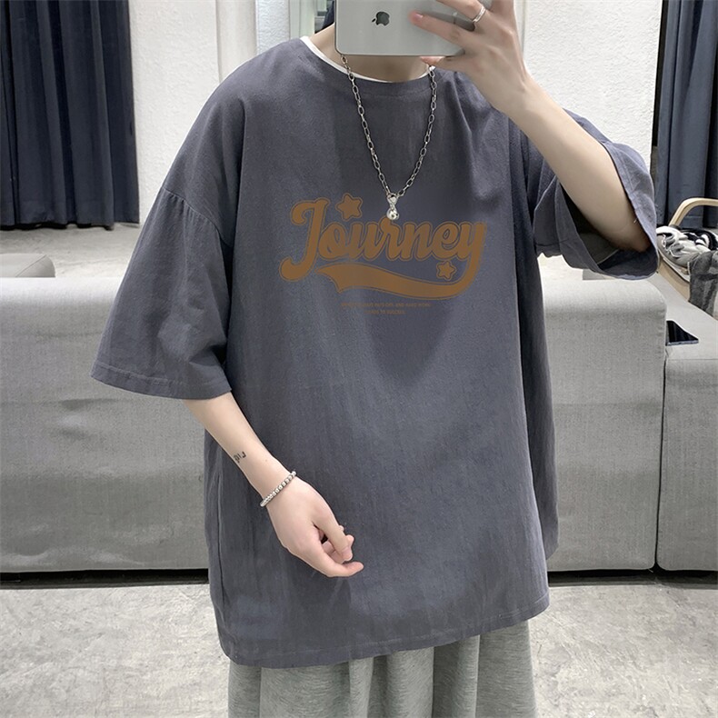YT26372-P30亚麻短袖t恤男大码五分袖男宽松七分袖大皂风模特,男装T恤,电商A040