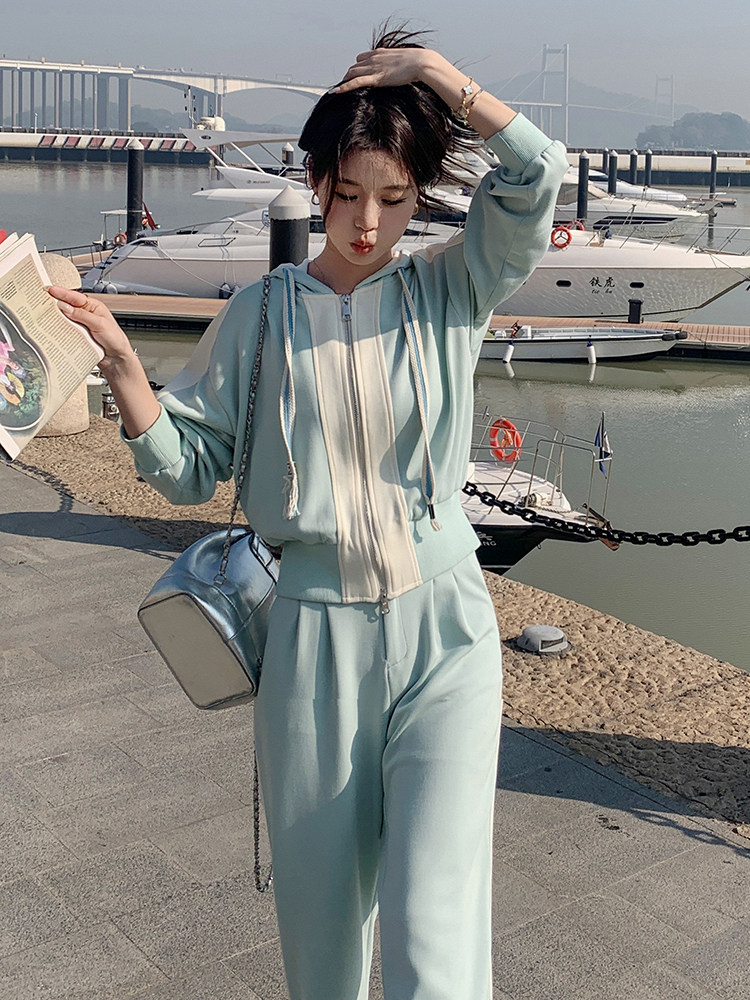 春现-时尚撞色运动风休闲卫衣套装B190-2819-P165-K228,女装套装/套裙,2B190