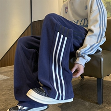 双面摇粒绒拼接织带字母刺绣休闲裤XZ604-K117-特P40控78，男装休闲裤，星座604