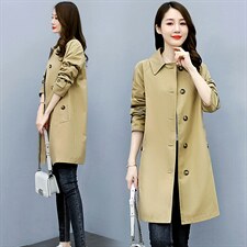 2026新款女装经典撞色风衣修身显瘦长款外套时尚百搭气质大衣，女装风衣，衣之秀