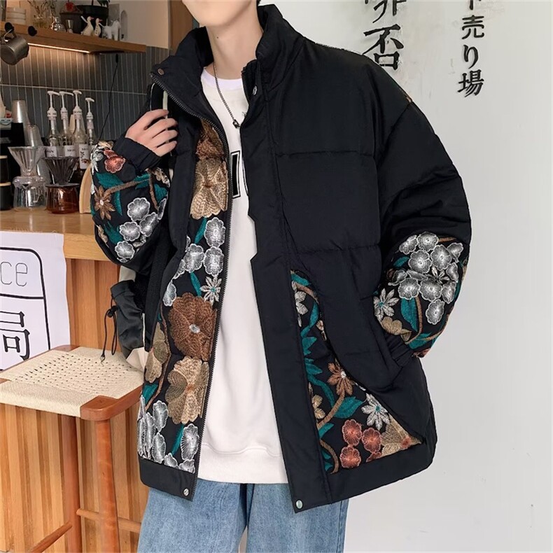 冬季ins潮牌百搭宽松休闲外套美式复古刺绣工装棉衣男W5924-P88,男装棉衣,星座512-2