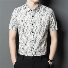 夏季2023新款短袖衬衫男士舒适商务修身休闲上衣衬衣潮流，男装衬衫，电商B212（原钱塘6029）