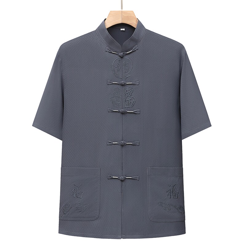 经典款风唐装棉麻短袖衬衫套装男夏装太极服套装TRA302-P105,男装T恤,星座1105-3