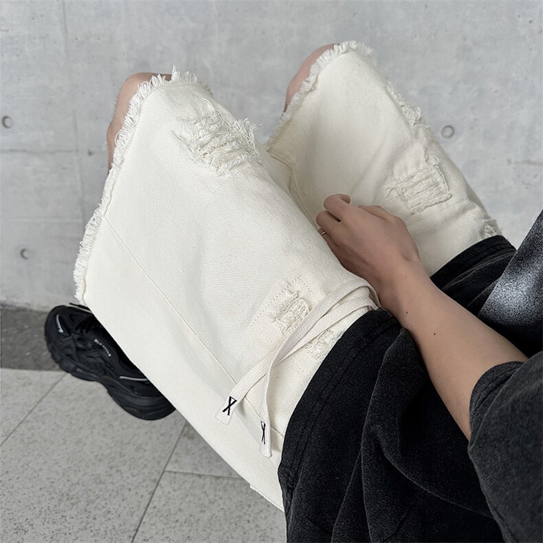 毛边破洞牛仔短裤男夏季乞丐五分裤美式高街中裤子DK0215-P40,男装牛仔裤,星座308B-2