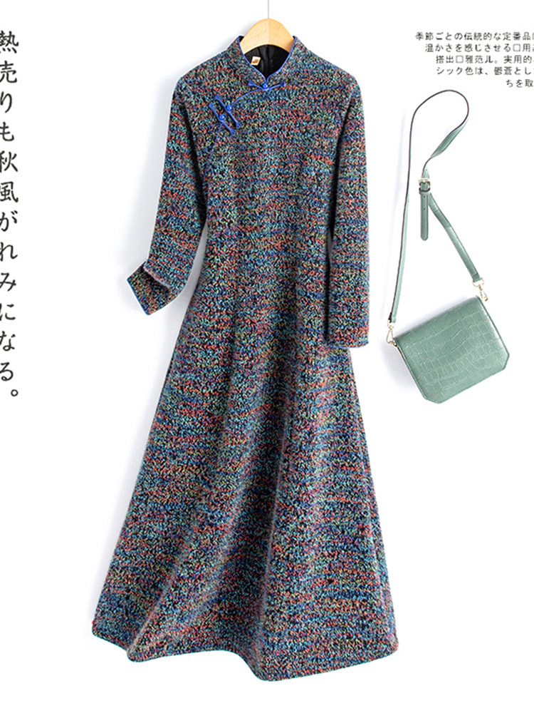 水衣源8108款冬季加厚弹力绒打底旗袍裙,女装汉服/婚纱/旗袍/礼服,水衣源