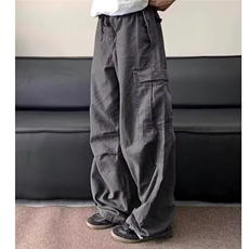 W9340-P68网图现货新款美式复古多口袋水洗工装裤褶皱伞兵裤，男装休闲裤，星座1608-2