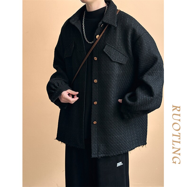 新款现货高品质羊毛呢料外套小香风中长款夹克A351-AJ2507-p110,男装夹克,电商A351