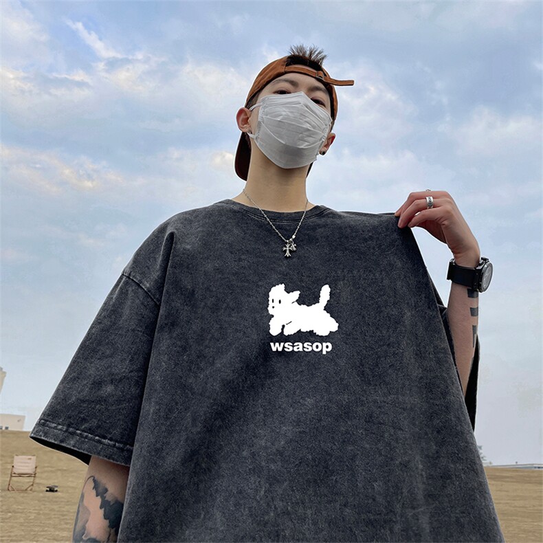 量大优可供抖音视频支持得物品质配合二开美式水洗短袖t恤SX97,男装T恤,电商A486