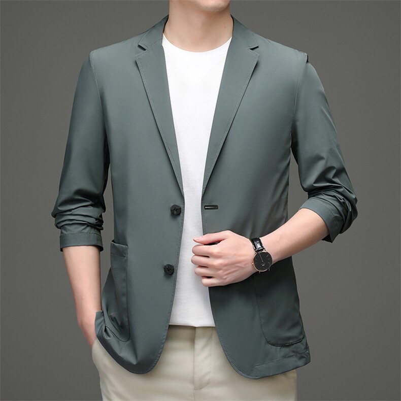 单排扣2023年翻领口袋春季上衣中老年长袖时尚西服SL2212,男装西服,钱塘6003（原4033）