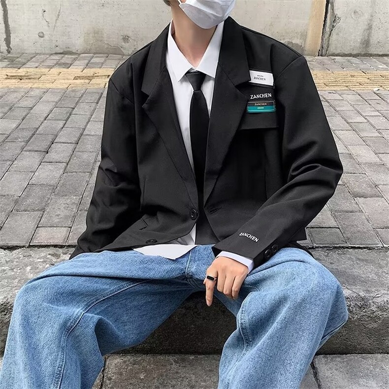 港风复古秋季韩版西装外套男女宽松休闲设计感痞帅小西服ZW04P68,男装西服,星座1116-2