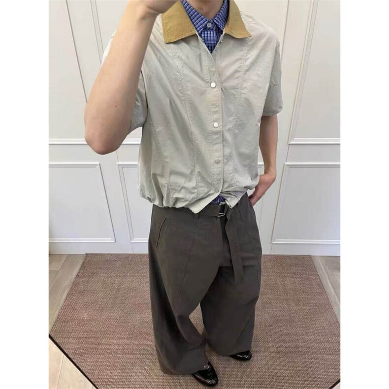 档口现货~夏季工装尼龙速干短袖衬衫拼接领下摆抽绳CT25115批45，男装T恤，星座1004-6