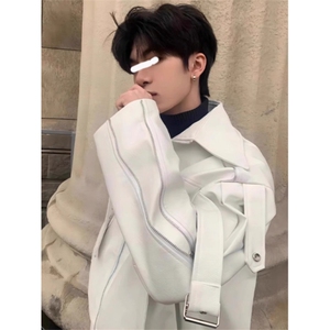 短款皮衣外套男高级小众机车服美式高街工装夹克潮 513APY2496P80图片