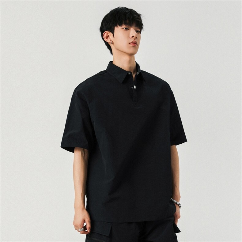 夏季纯色翻领polo衫短袖男美式休闲宽松简约t恤A406T6067特P35,男装T恤,星座309（原A406）