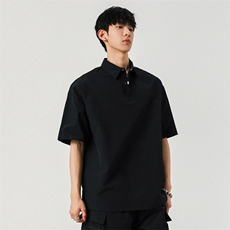 夏季纯色翻领polo衫短袖男美式休闲宽松简约t恤A406T6067特P35，男装T恤，星座309（原A406）