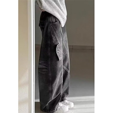 柳钉设计口袋工装牛仔裤男女复古秋季阔腿裤做旧水洗N558，男装牛仔裤，星座1116A（原606A-3）