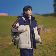 现货抖音得物供视频三防加厚羽绒拼接织带连帽棉衣外套棉服MY8085，男装棉衣，电商A486