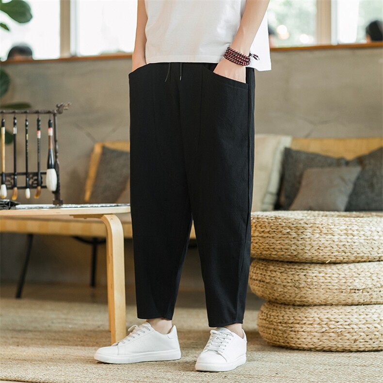 春秋季男士棉麻休闲裤大码宽松九分裤XZ314A-1-9220-P25高品质,男装休闲裤,星座1513