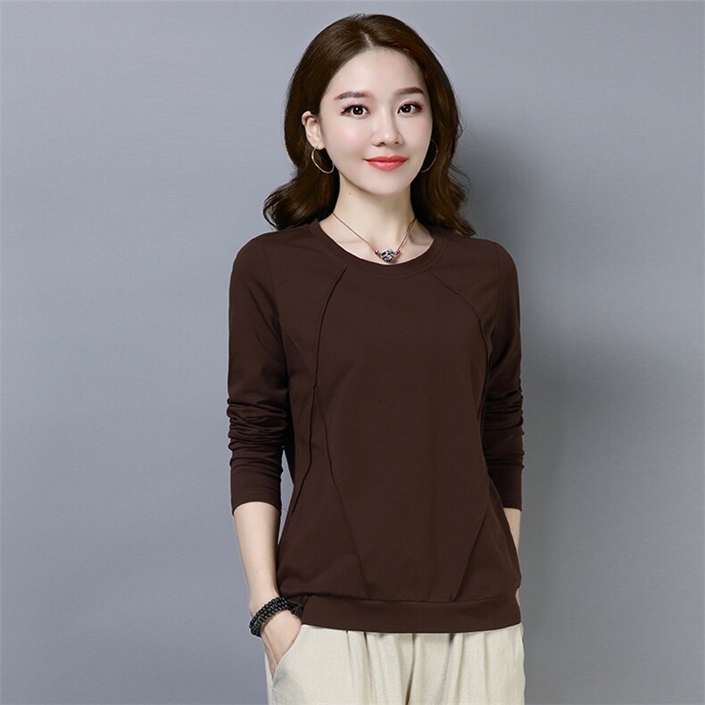 长袖T恤女2021新品时尚修身显瘦女式洋气上衣休闲打底衫图片
