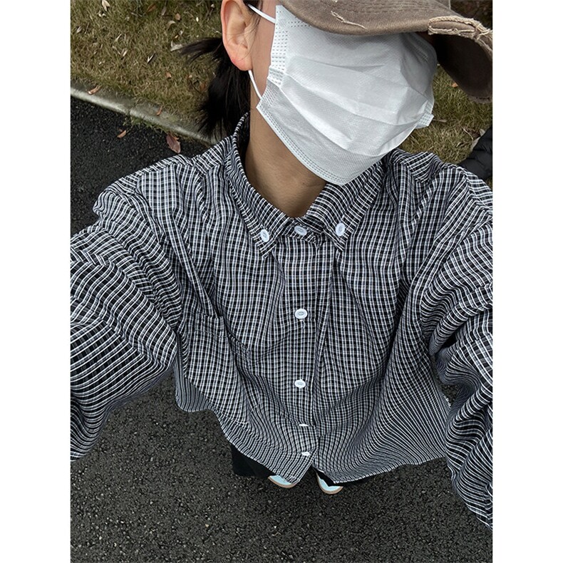 格子衬衫春夏美式格子衬衫港风情侣装休闲长袖衬衣CS276-P35,男装衬衫,星座301C-5