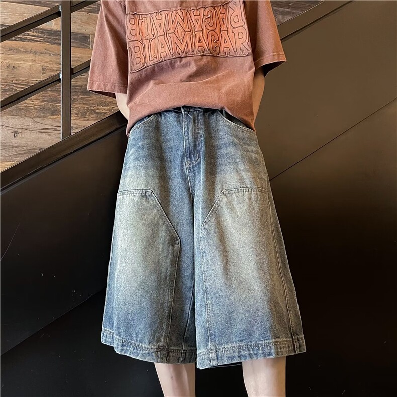 夏季高品质简约牛仔短裤五分裤口袋休闲宽松时尚流行DK3121p45,男装牛仔裤,星座1013