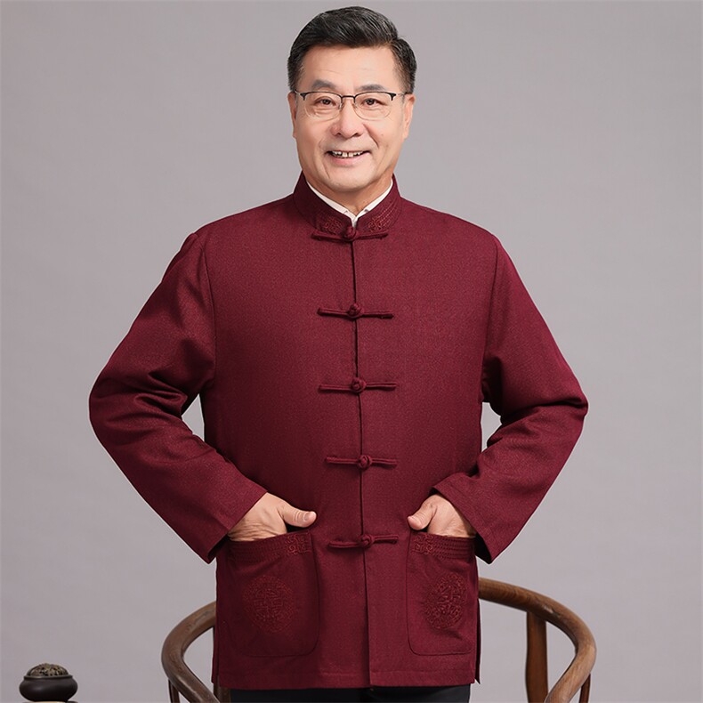 常货春款棉麻中老年风唐装外套男中式复古盘扣爷爷过生日外套,男装民族服装,钱塘723