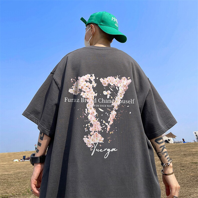 抖音得物二开现货供应220克夏装重磅美式高街宽松短袖t恤MT70,男装T恤,电商A486-1