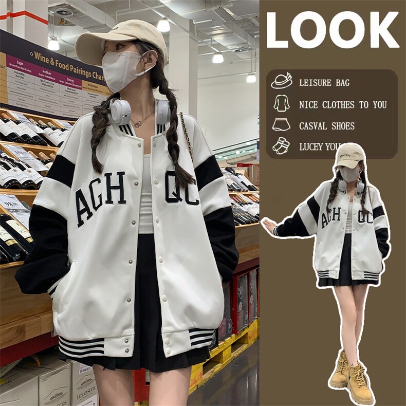 美式潮牌情侣设计感夹克宽松复古重工刺绣棒球服外套女男C390-85,男装夹克,星座911-2(原星座613-2）