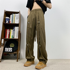 美式高街hiphop冰丝铆钉纽扣冰凉情侣百搭裤K611p55，男装休闲裤，电商D315A