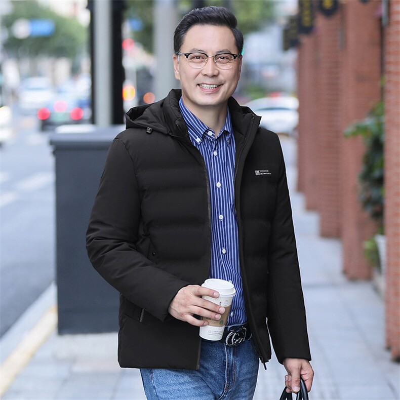 棉衣冬季新款男士连帽商务休闲棉服中年纯色宽松棉袄外套爸爸装,男装棉衣,电商B212（原钱塘6029）